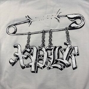 XPLR Unisex Safety Pin Design Hoodie Size L White Logo